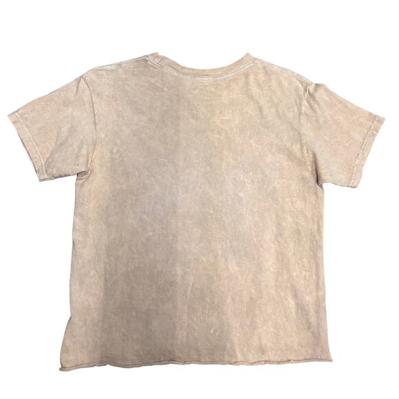 Def Leppard High N Dry Cut Off Crop T-Shirt Size Small Tan Pink Grunge Leopard - Picture 3 of 7